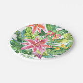 熱帯水彩画の花のルアウ（ハワイ式宴会）の夏のビーチ ペーパープレート (アングル)