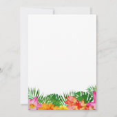 熱帯水彩画の花の女の赤ちゃんのシャワー 招待状 (裏面)