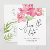 熱帯水彩画の花柄の保存日付 案内ポストカード (正面/裏面)