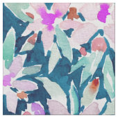 熱帯水彩画の花柄は放します ファブリック (クローズアップ)