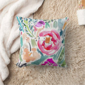 熱帯水彩画の花柄 クッション (ブランケット)