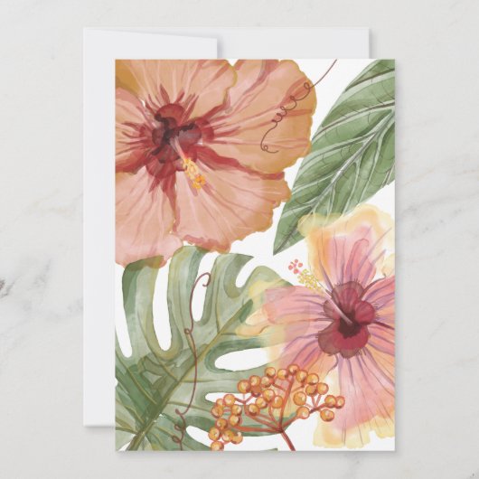 熱帯水彩画の行先の結婚式招待状 招待状 (裏面)