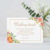 熱帯水彩画の金ゴールドフレームの結婚式の詳細 エンクロージャーカード (スタンド正面)