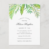 熱帯水彩画は夏のブライダルシャワーを去ります インビテーションポストカード (正面)