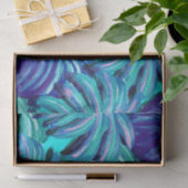 熱帯水彩画は青緑の紫色を去ります 薄葉紙 (ギフト)