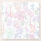 熱帯水彩画パターン ガラスコースター (裏面)