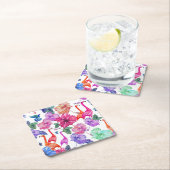 熱帯水彩画パターン スクエアペーパーコースター (インサイチュ)