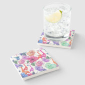 熱帯水彩画パターン ストーンコースター (横)