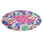 熱帯水彩画パターン|モノグラム カッティングボード (角)