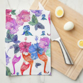 熱帯水彩画パターン|モノグラム キッチンタオル (四つ折り)