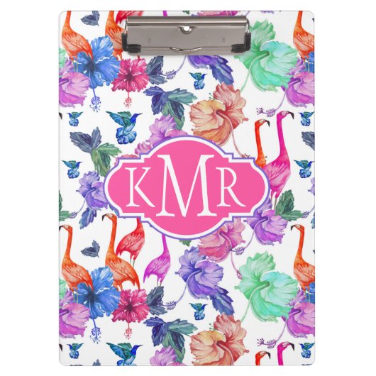 熱帯水彩画パターン|モノグラム クリップボード (正面)