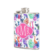 熱帯水彩画パターン|モノグラム フラスク (左)