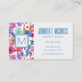 熱帯水彩画パターン|モノグラム 名刺 (正面)