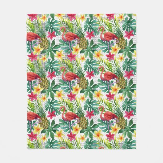 熱帯水彩画 フリースブランケット (正面)