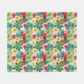 熱帯水彩画 フリースブランケット (正面(横))