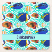 熱帯水族館リーフフィッシュデザイン スクエアペーパーコースター (正面)