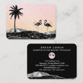 *～*熱帯水晶アゲートヤシの木フラミンゴ 名刺 (正面/裏面)