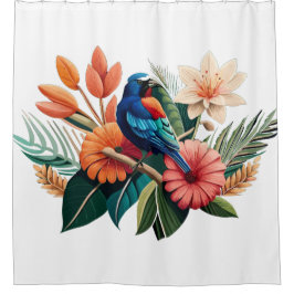 熱帯水晶鮮やか：動植物の融合 シャワーカーテン