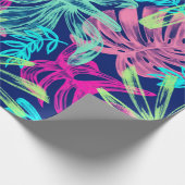熱帯水色のネオンア葉ートワーク | ラッピングペーパー (角)