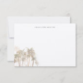熱帯水色のヤシのパーソナライズされた木 ノートカード (正面)