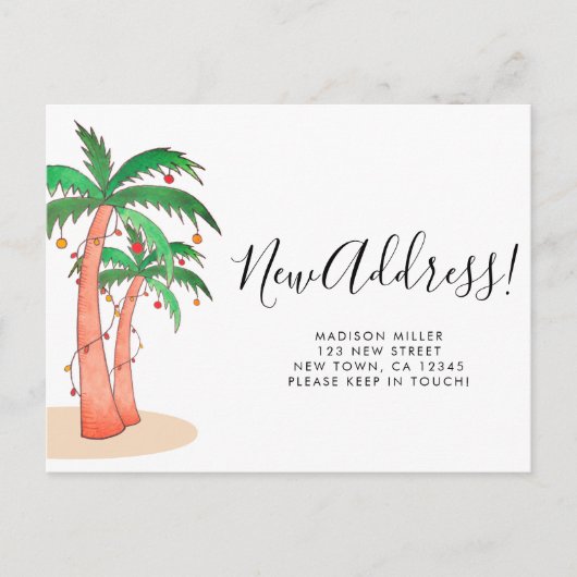 熱帯水色のヤシの木が動く 案内ポストカード (正面)