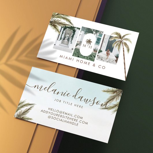 熱帯水色のヤシの木ボホ写真 名刺