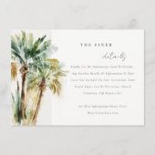 熱帯水色のヤシの木結婚の詳細 エンクロージャーカード (正面)