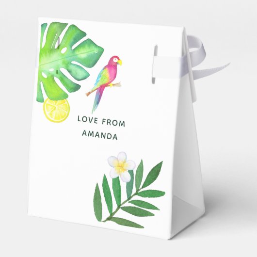 熱帯水色の夏のパーティー フェイバーボックス (裏面サイド)