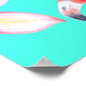 熱帯水色の継ぎ目のない鳥の模様 ポスター (角)