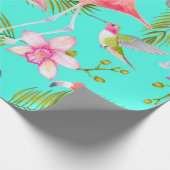 熱帯水色の継ぎ目のない鳥の模様 ラッピングペーパー (角)