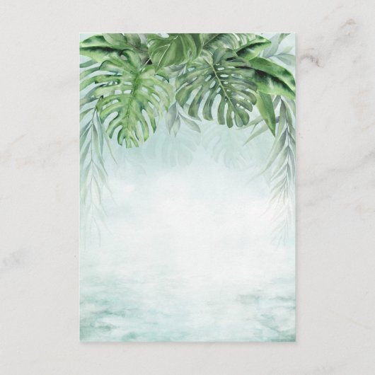 熱帯水色の緑豊かな結婚葉の詳細 エンクロージャーカード (裏面)
