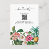 熱帯水色の花と緑結婚の エンクロージャーカード (正面)