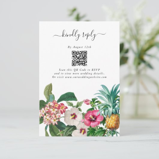 熱帯水色の花と緑結婚の エンクロージャーカード (スタンド正面)