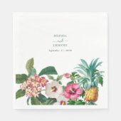 熱帯水色の花と緑結婚の スタンダードランチョンナプキン (正面)