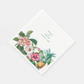 熱帯水色の花と緑結婚の スタンダードランチョンナプキン (角)