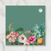熱帯水色の花と緑結婚の フェイバータグ (裏面)