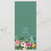 熱帯水色の花と緑結婚の メニュー (裏面)