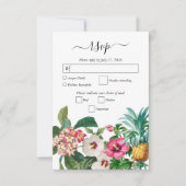 熱帯水色の花と緑結婚の 出欠カード (正面)