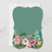 熱帯水色の花と緑結婚の 招待状 (裏面)