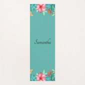 熱帯水色の花パーソナライズされた ヨガマット (正面)