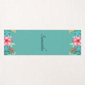 熱帯水色の花パーソナライズされた ヨガマット (正面(横))