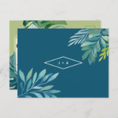熱帯水色の葉の婚約パーティ インビテーションポストカード (正面/裏面)