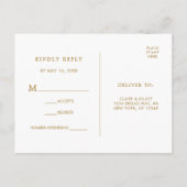 熱帯水色の葉金ゴールド結婚式RSVP インビテーションポストカード (裏面)