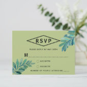 熱帯水色の葉RSVP 出欠カード (スタンド正面)