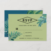 熱帯水色の葉RSVP 出欠カード (正面/裏面)