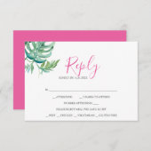 熱帯水色の返信RSVPカード 出欠カード (正面/裏面)