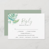 熱帯水色の返信RSVPカード 出欠カード (正面/裏面)