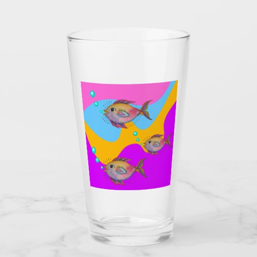 熱帯水色の魚 タンブラーグラス (正面)