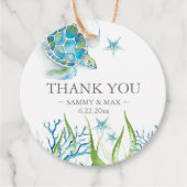 熱帯水色ウミガメメッセージカード フェイバータグ (正面)