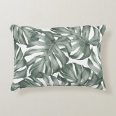熱帯水色オアシスモダンパタ葉ーン アクセントクッション (正面)